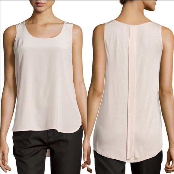 Vince Silk Shirt Tail Mixed Media Tank Top Ballet Pink XS - Picture 2 of 6